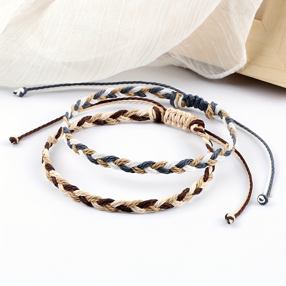 Colorful 3 Strand Braided Bracelet with Adjustable Length